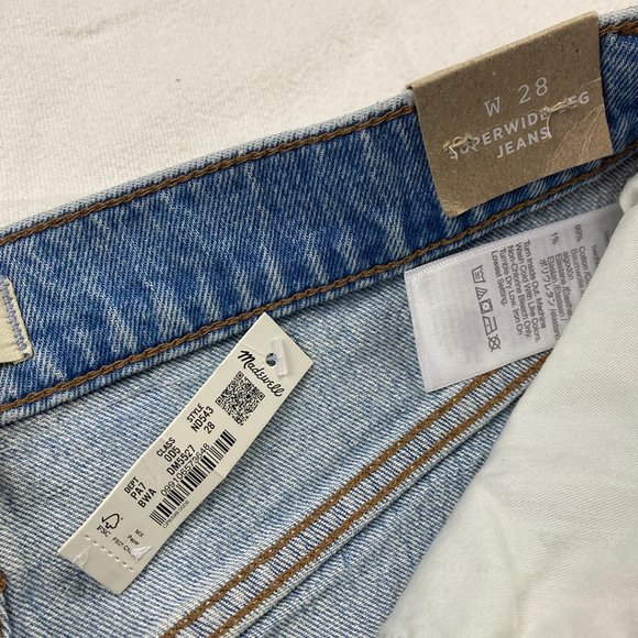 NWT Madewell Distressed Superwide-Leg Jeans Light Wash ND543 High-Rise Cropped - Picture 5 of 16